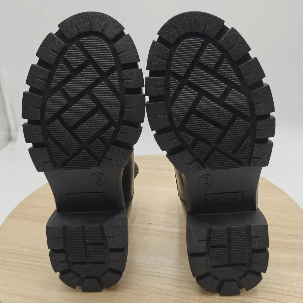 Steve Madden JHATCH Boots‎ Kids Size 3 Black Chelsea Ankle Lug Sole Zip Lined